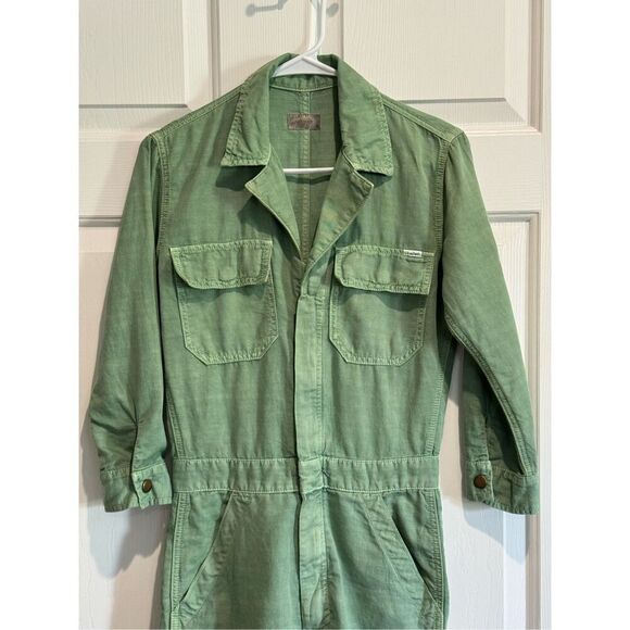NWOT MOTHER Hedge Green Linen Blend Lightweight Fixer Short Romper One Piece XS - Picture 4 of 16